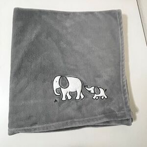 Cloud Island Gray Applique Mom and Baby Elephant Baby Blanket Lovey Blankie